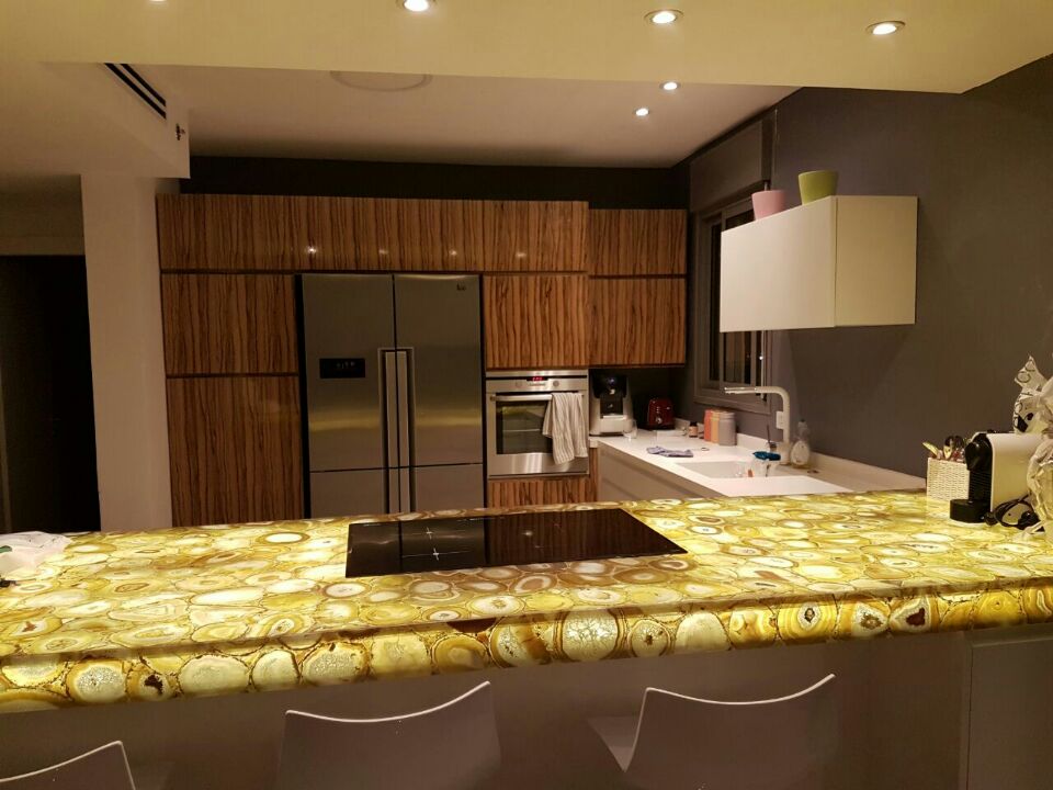 Yellow Agate Stone Kitchen Countertops