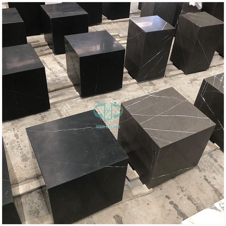 Nero Marquina Marble Cube Side Table