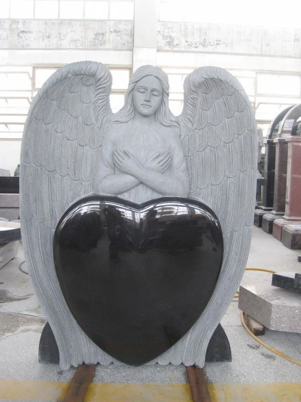 Black Granite Heart Angel