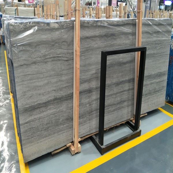 Wooden Silver Grey Marble Slab
