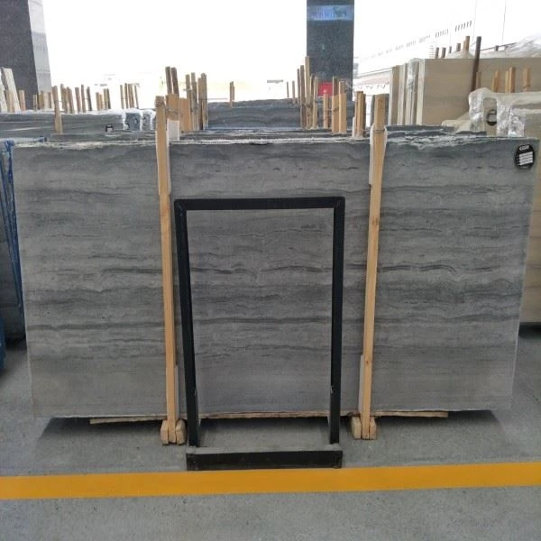 Wooden Silver Grey Marble Slab