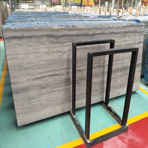 Wooden Silver Grey Marble Slab