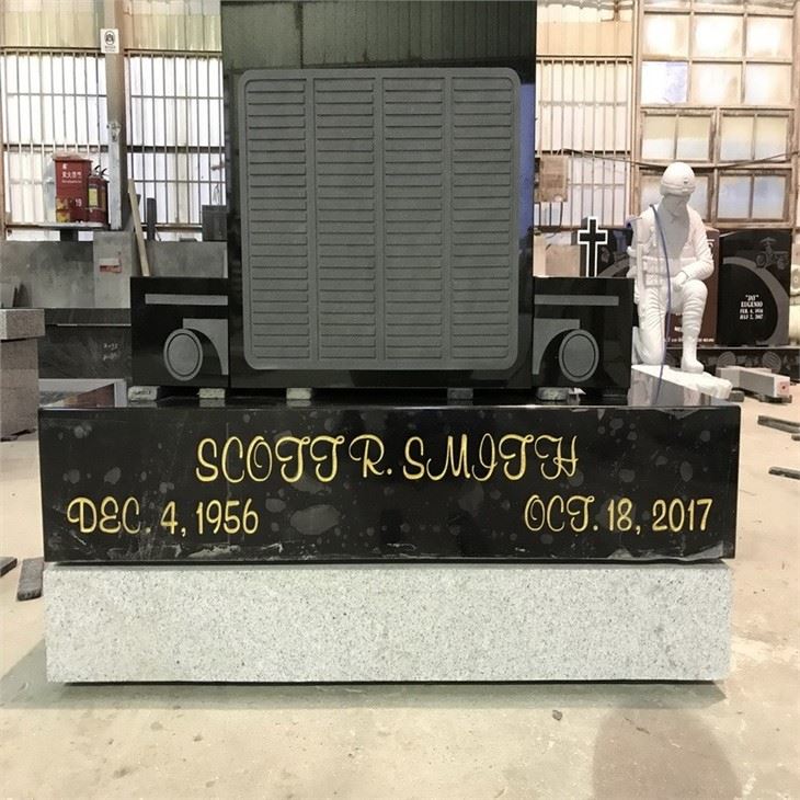 Black Granite Angel Heart Headstone