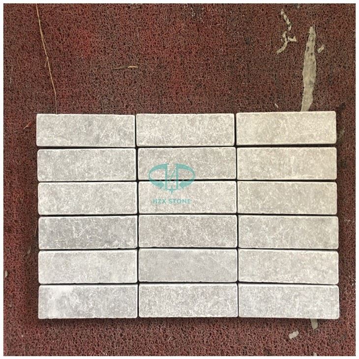 Cindy Grey Marble Tumbled Strip Mosaic Tiles