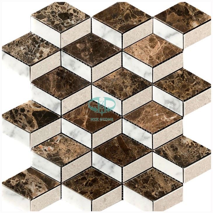 Dark Emperador Marble 3D Mosaic Tiles