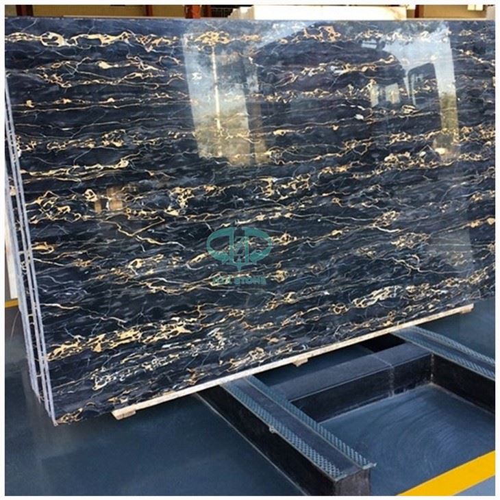 Nero Portoro Italian Marble Slab