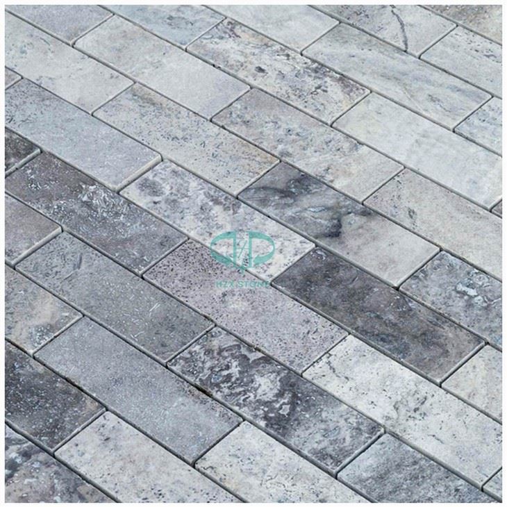 Silver Grey Travertine Brick Mosaic