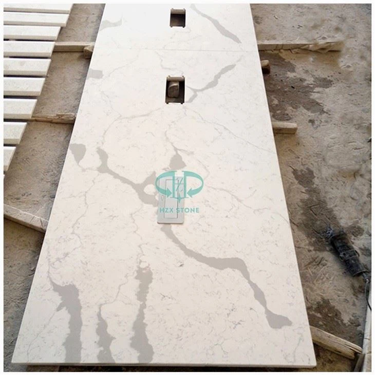 White Calacatta Quartz Stone Kitchen Countertops