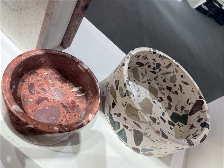 terrazzo stone pet bowl