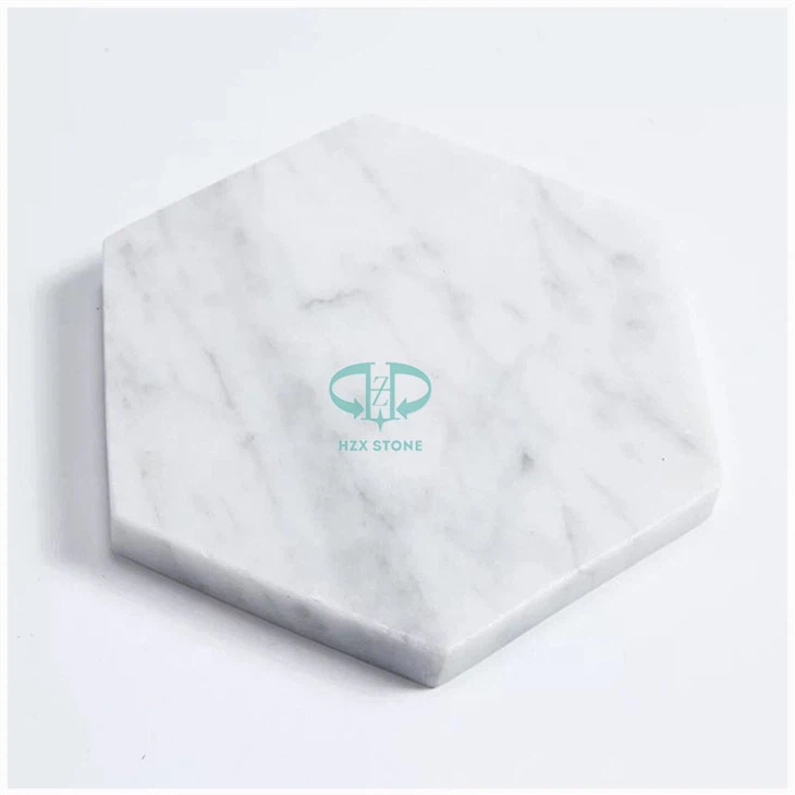 Wholesale Home Decor Customized Natural Marble Serving Trays Marble Coaster with Gold Edge Collision