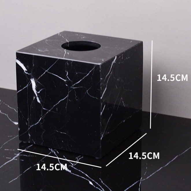 Natural Marble Black And White Root Tissue Box