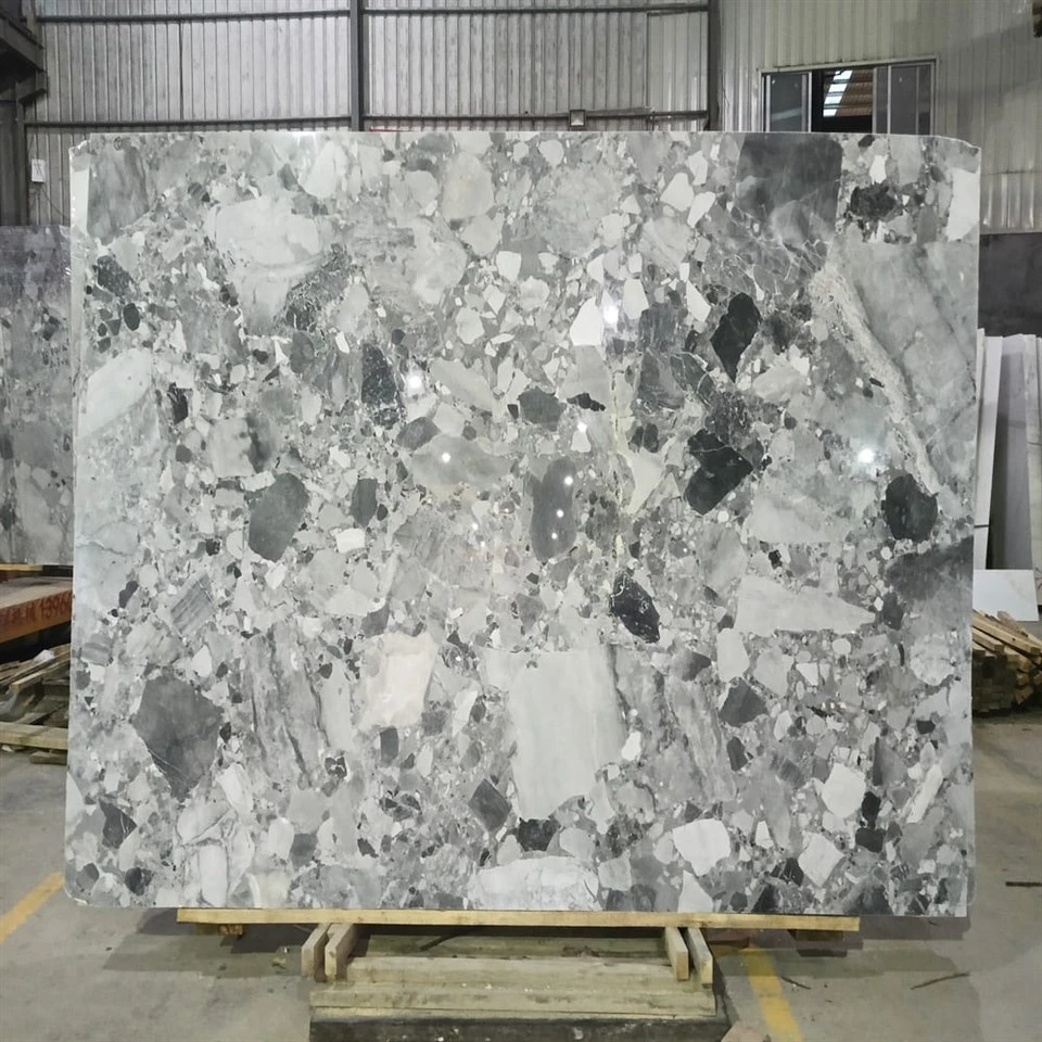 Grey Breccia Marble Slab – Natural Stone With Bold, Modern Character