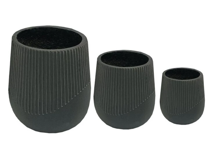 Fiber Clay Flower Planter HC30020-3 BLACK