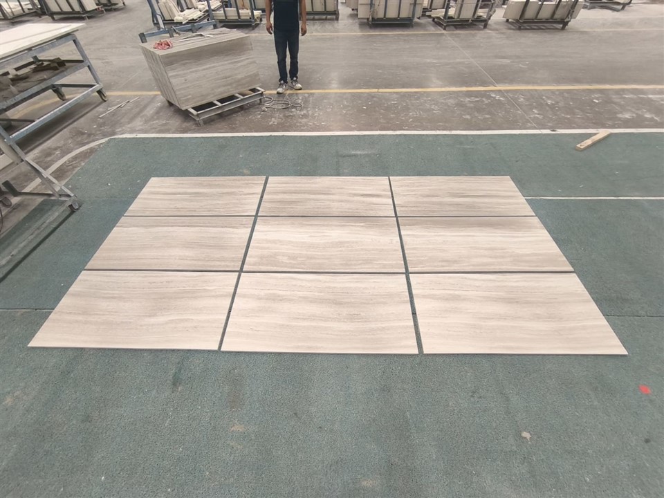 White Wood Grain Marble Tiles factory