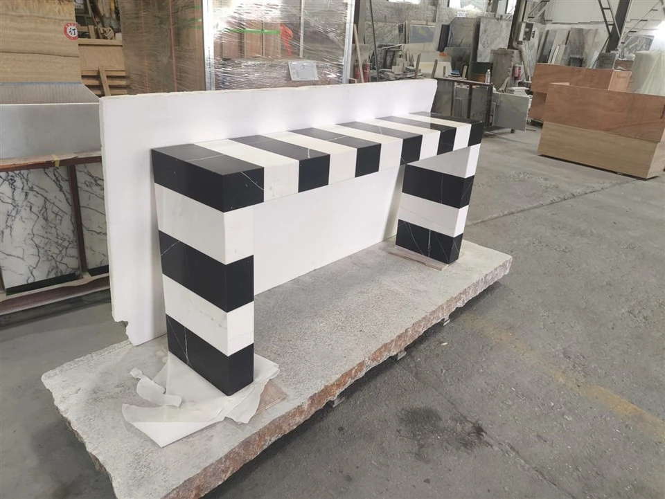 Zebra Pattern Marble Table